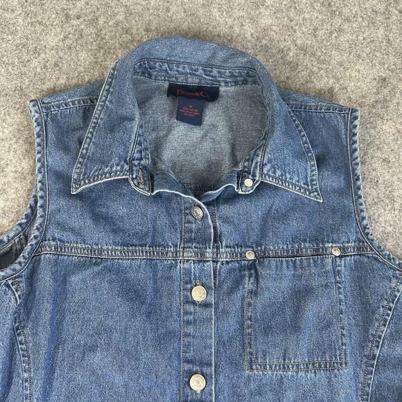 Vintage Denim & Co Denim Dress Medium Button Front Y2K Cotton Cowgirlcore - Picture 2 of 7